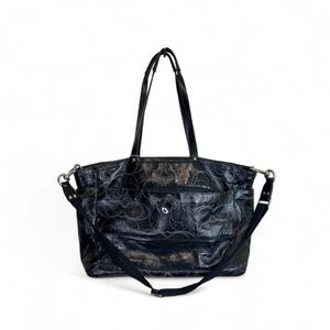 Coach Black and Silver Patterned Shoulder Hobo Bag